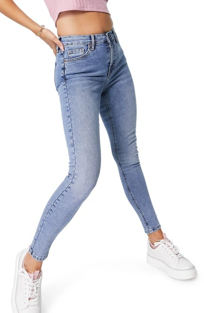 Shop Topshop Jamie High Waist Skinny Jeans In Mid Blue