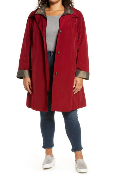 Shop Gallery Hooded Raincoat With Liner In Merlot