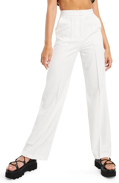 Shop Topshop Seamed Straight Leg Trousers In Ivory
