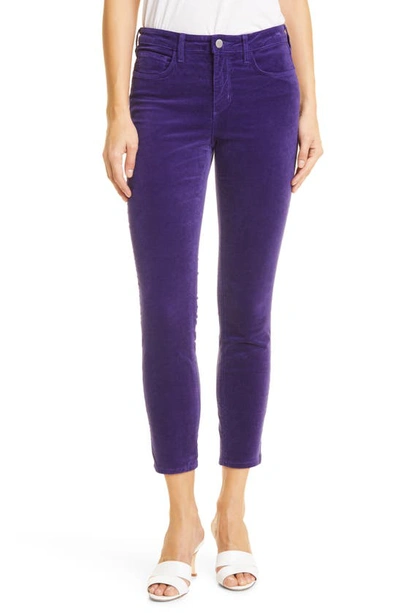 Shop L Agence Margot Velvet Crop Skinny Jeans In Amethyst