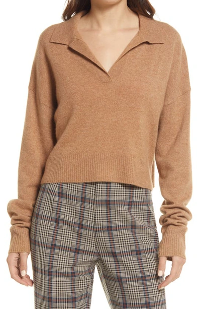 Shop Reformation Cashmere Polo Sweater In Camel/ Camel