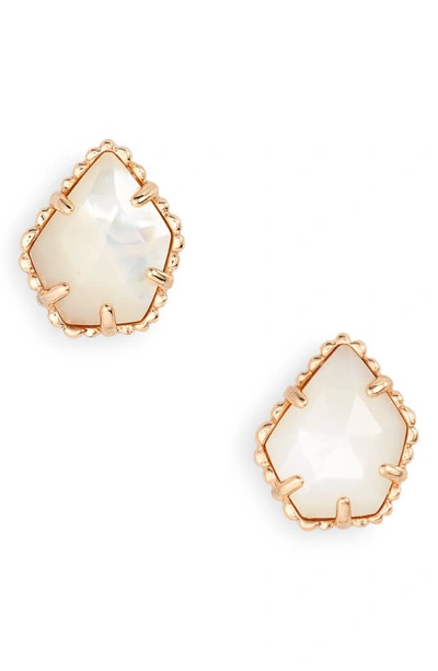 Shop Kendra Scott Tessa Stone Stud Earrings In Rose Gold Ivory