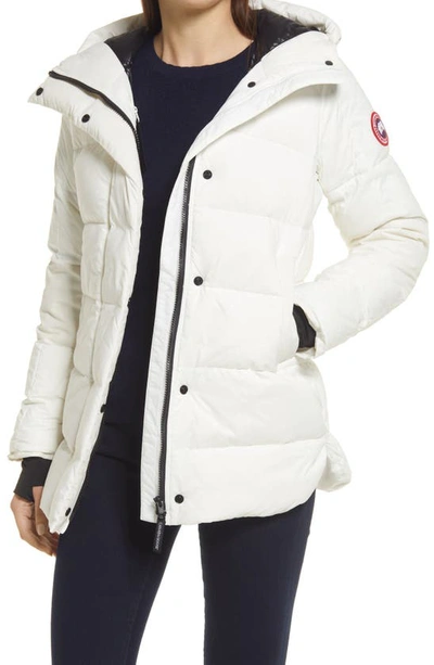 Shop Canada Goose Alliston Packable 750 Fill Power Down Jacket In White/ Bleach De Letoile