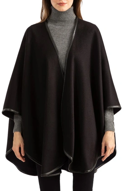 Shop Sofia Cashmere Leather Trim Reversible Cashmere Cape In 201brnch