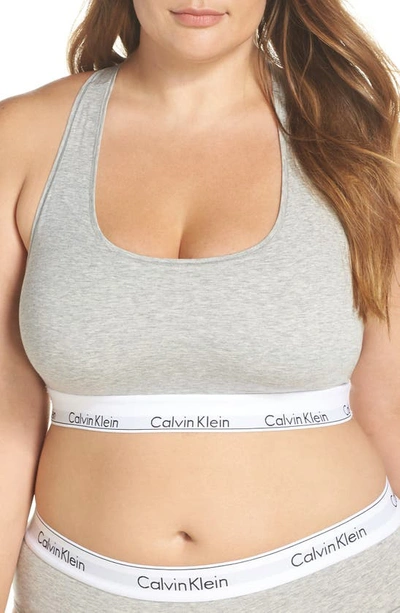 Shop Calvin Klein Modern Cotton Blend Racerback Bralette In Grey Heather