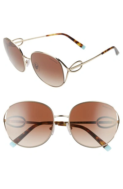 Shop Tiffany & Co 56mm Gradient Round Sunglasses In Pale Gold/ Brown Gradient