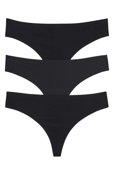 Shop Honeydew Intimates Skinz 3-pack Thong In Black/ Black/ Black