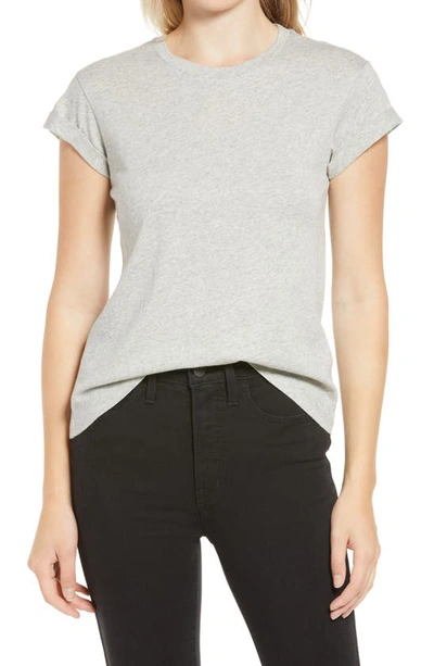Shop Allsaints Anna Cuff Sleeve Cotton T-shirt In Grey Marl