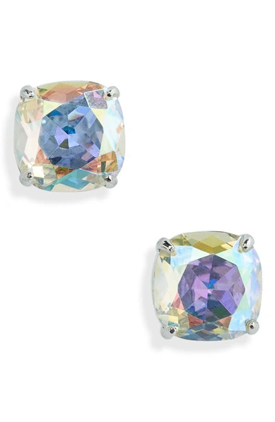 Shop Kate Spade Mini Small Square Semiprecious Stone Stud Earrings In Crystal Ab/ Silver