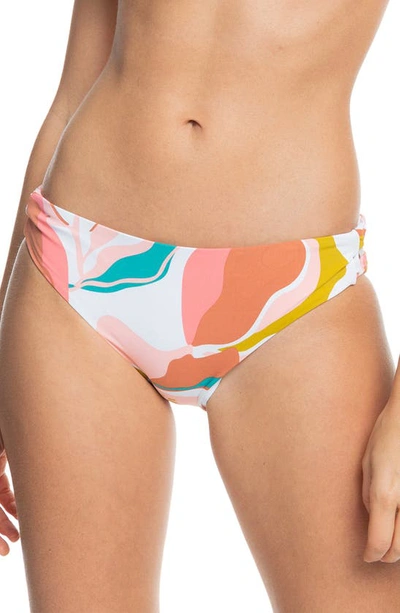 Shop Roxy Beach Classics Side Tie Hipster Bikini Bottoms In Bright White Paradiso Opt1