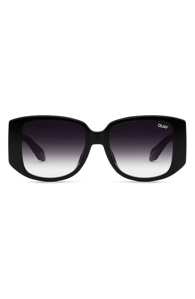 Shop Quay Who Is She 50mm Square Sunglasses In Black / Smoke Fade Lens