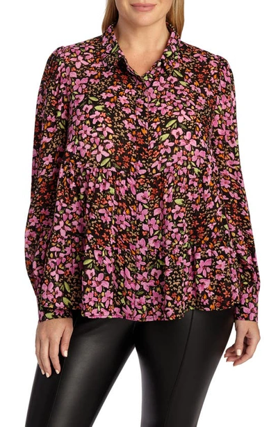 Shop Adyson Parker Tiered Blouse In Teaberry Combo