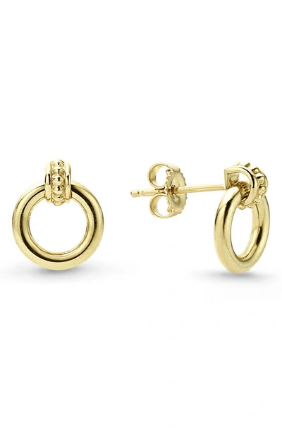 Lagos 18k Yellow Gold Caviar Polished Circle Drop Earrings In Gold