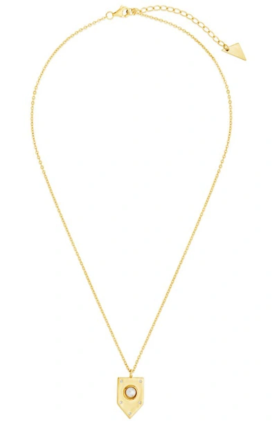 Shop Sterling Forever Marcella Shield Pendant Necklace In Gold