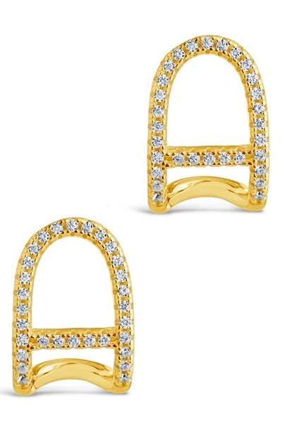 Shop Sterling Forever Ezra Suspender Stud Earrings In Gold