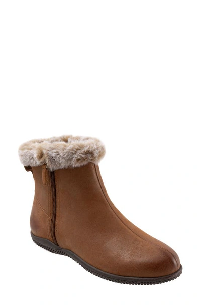 Shop Softwalkr Helena Faux Fur Bootie In Luggage Leather