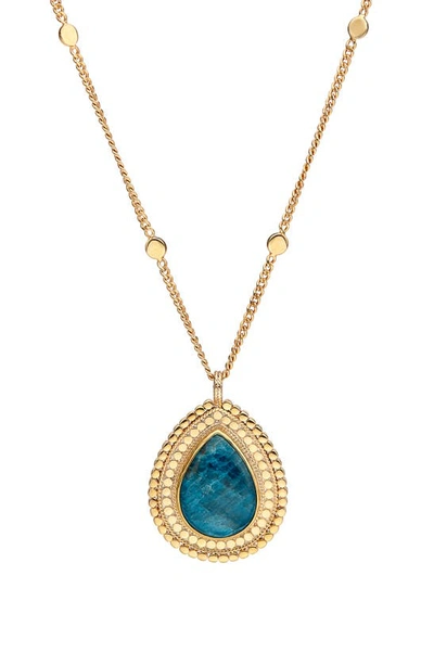 Shop Anna Beck Long Apatite Pendant Necklace In Gold/ Apatite
