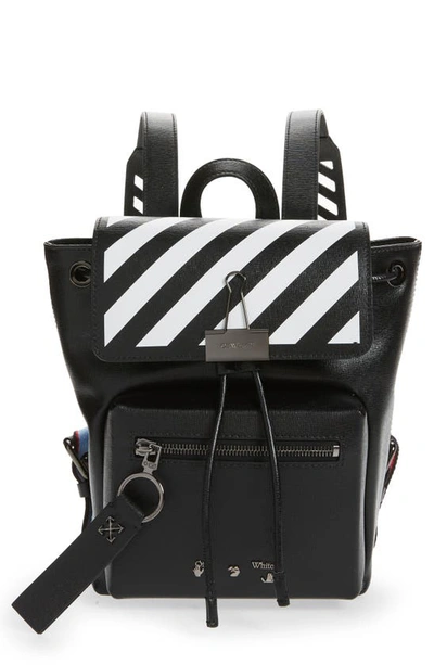 Shop Off-white Diag Leather Backpack In Black White