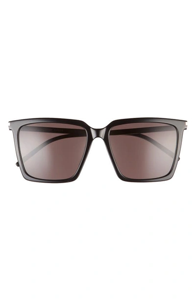 Shop Saint Laurent 56mm Square Sunglasses In Black