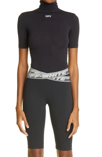 Off-white Black Stretch Second Skin Turtleneck In Black White