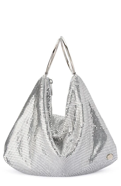 Olga Berg Shar Mesh Convertible Bag In Silver