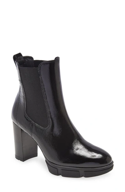 Shop Paul Green Jacqueline Platform Chelsea Boot In Black Crinkled Patent
