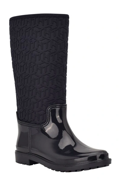 Shop Tommy Hilfiger Saray Tall Waterproof Rain Boot In Dark Blue