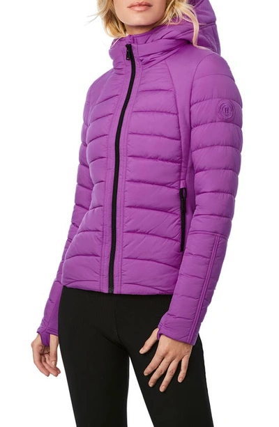 Shop Bernardo Hooded Quilted Water Repellent Jacket In Ultra Violet