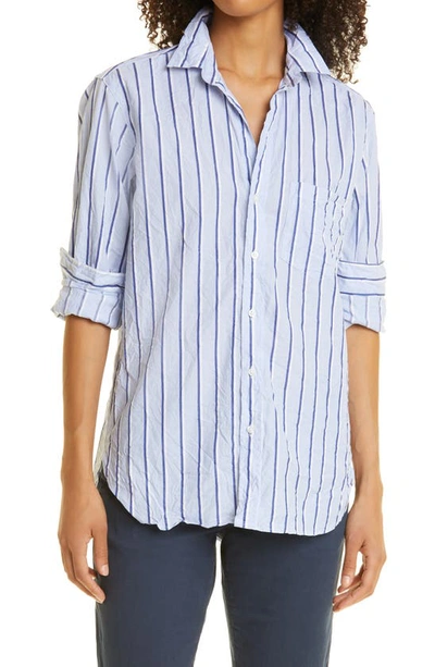Shop Frank & Eileen Joedy Stripe Cotton Button-up Shirt In Blue White Double Stripe