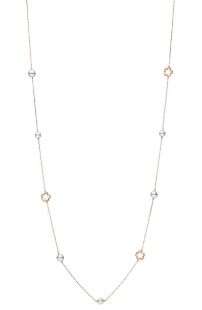 Shop Mikimoto Cherry Blossom Station Necklace In 18kp