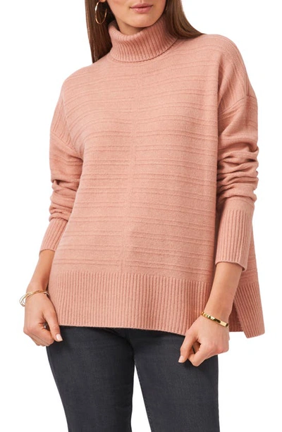 Shop Vince Camuto Textured Turtleneck Sweater In Misty Pink