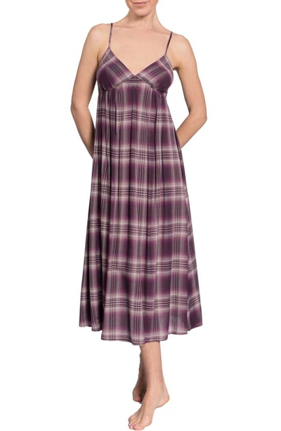 Shop Everyday Ritual Olivia Nightgown In Plum Plaid