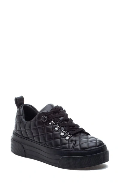 Shop Jslides Aimee Quilted Platform Sneaker In Black Leather Bklw5