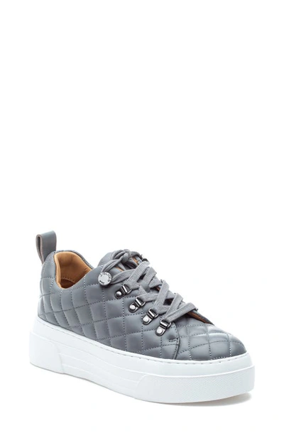 Shop Jslides Aimee Quilted Platform Sneaker In Grey Leather Gylw5
