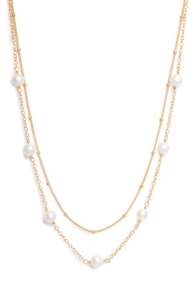 Shop Anna Beck Freshwater Pearl Layered Collar Necklace In Gold/ White