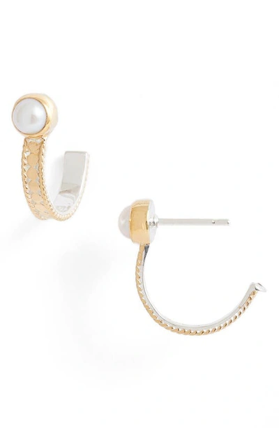 Shop Anna Beck Freshwater Pearl Single Hoop Earring In Gold/ White