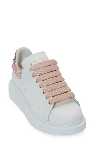 Alexander Mcqueen Oversize Crystal Embellished Sneaker In White/ Multi Pink