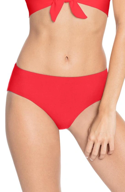 Shop Robin Piccone Ava High Waist Bikini Bottoms In Fiery Red