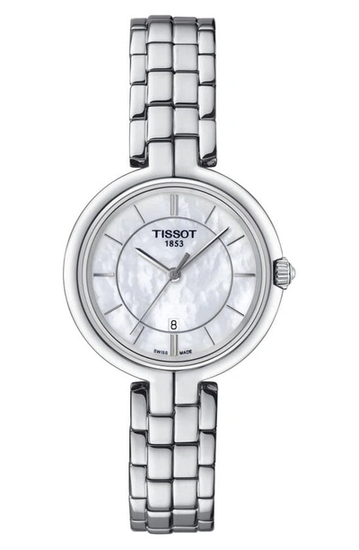 Shop Tissot Flamingo Bracelet Watch, 26mm In Silver/ Mother Of Pearl