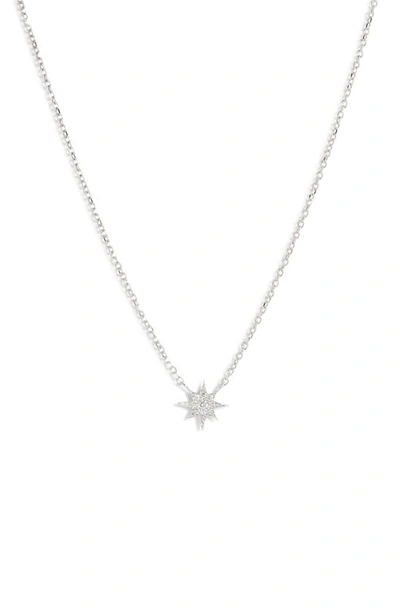 Anzie Sapphire Starburst Pendant Necklace In White Silver