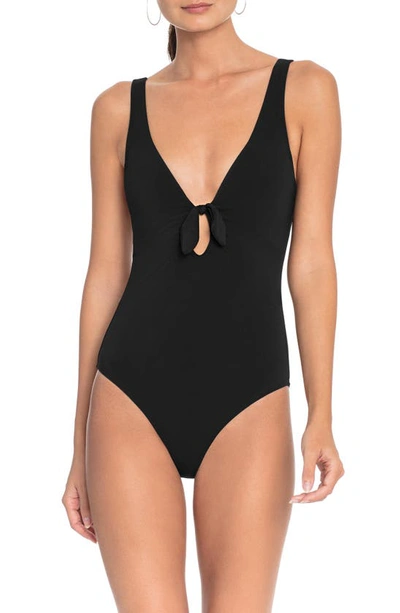 Shop Robin Piccone Ava Plunge Underwire One-piece Swimsuit In Black