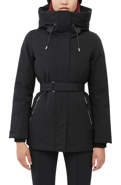 Shop Mackage Jeni Water Resistant Down & Feather Fill Belted Parka In Black