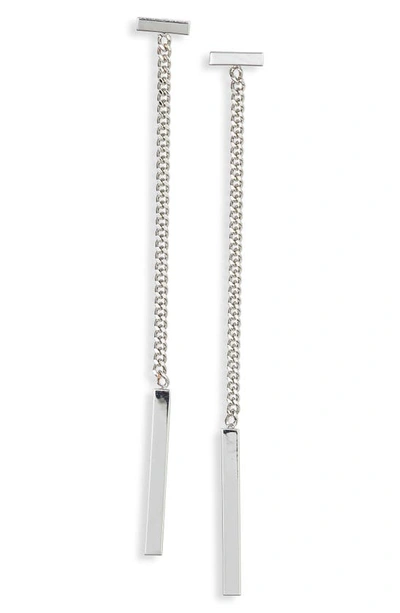 Shop Allsaints Bar Detail Linear Drop Earrings In Silver