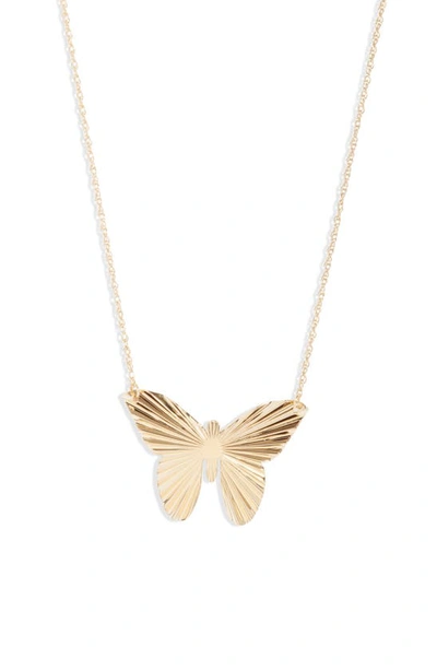 Shop Jennifer Zeuner Ivy Butterfly Pendant Necklace In Yellow Vermeil