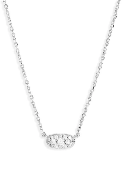 Kendra Scott Grayson Cubic Zirconia Adjustable Pendant Necklace In Rhodium Plate, 19 In Rhodium