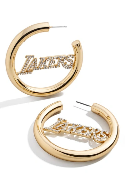 Shop Baublebar Gold Los Angeles Lakers Logo Hoop Earrings