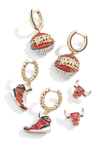 Shop Baublebar Chicago Bulls Logo Earrings Set In Gold