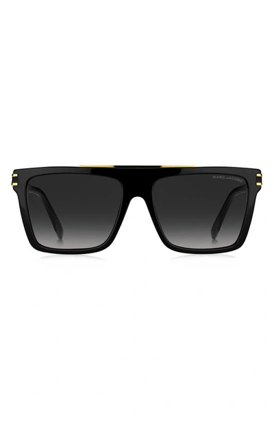 Shop Marc Jacobs 58mm Rectangle Sunglasses In Black / Grey Shaded