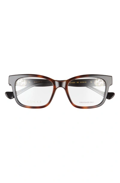 Shop Gucci 51mm Rectangular Optical Glasses In Havana