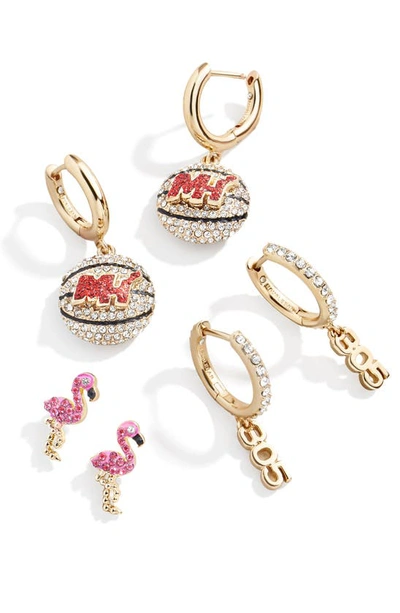 Shop Baublebar Miami Heat Logo Earrings Set In Gold